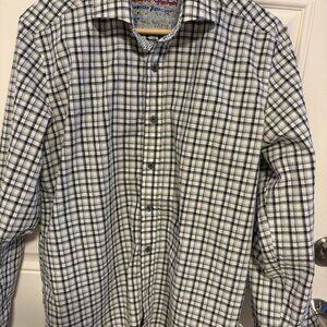 Robert Graham# Men's Shirt# Medium# - Blue/White# Check shirt# 97 % cotton #